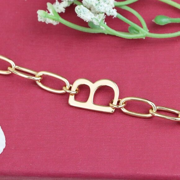 "Rose Gold Chain Bracelet with 'B' Initial Charm for Women, XPBL1129 - Picture 12 of 12